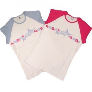 T-Shirt - Blue Marlin Logo Cap Sleeve Blue or Fuchsia